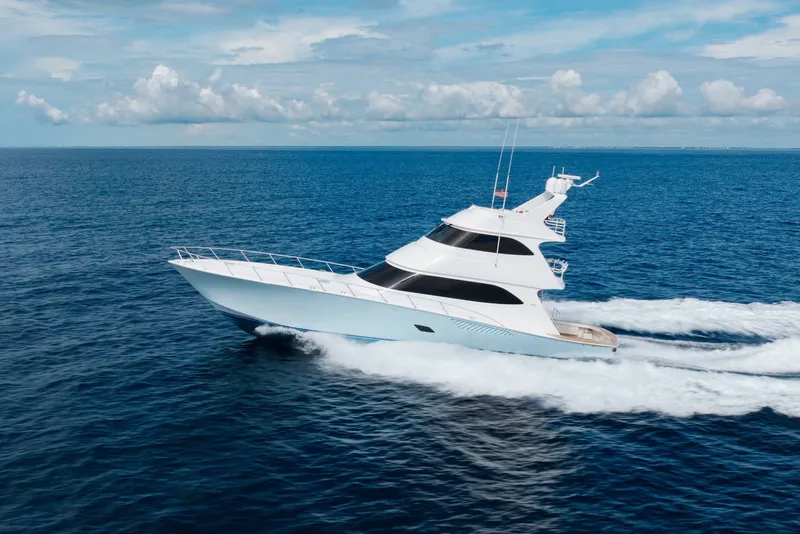 The Image of Luxury Viking 76 Enclosed Bridge yacht cruising on open ocean, 2012 model. - 0