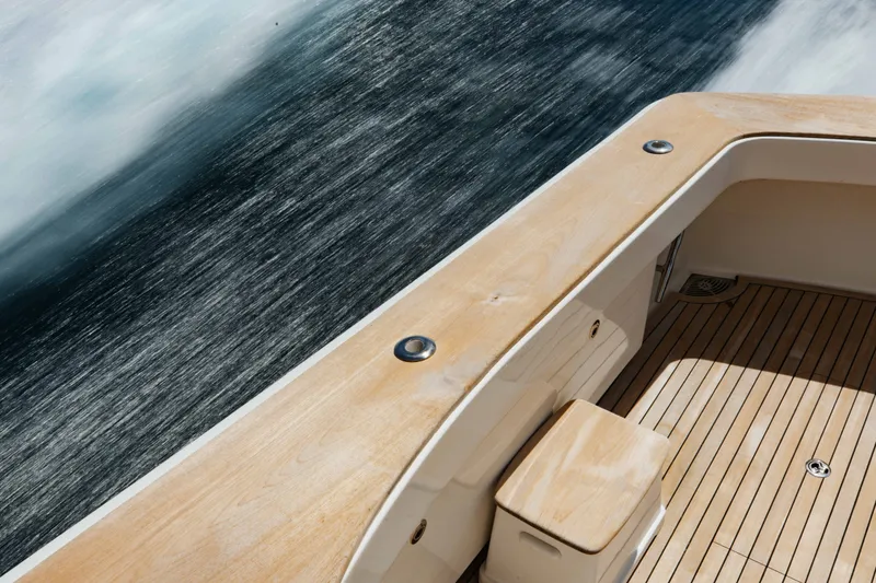 Slide: The Image of Deck of 2012 Viking 76 Enclosed Bridge yacht with ocean view. - 27