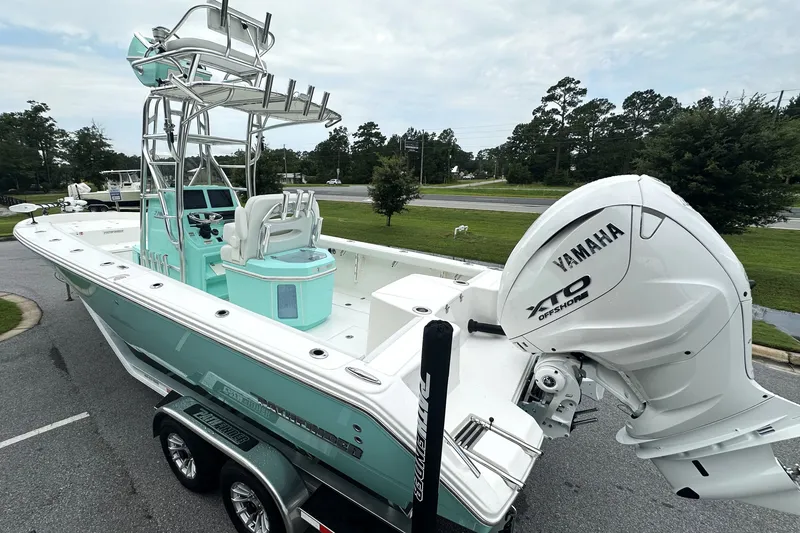 Slide: The Image of 2027 Pathfinder 2700 Tournament boat with Yamaha XTO Offshore engine on trailer. - 19