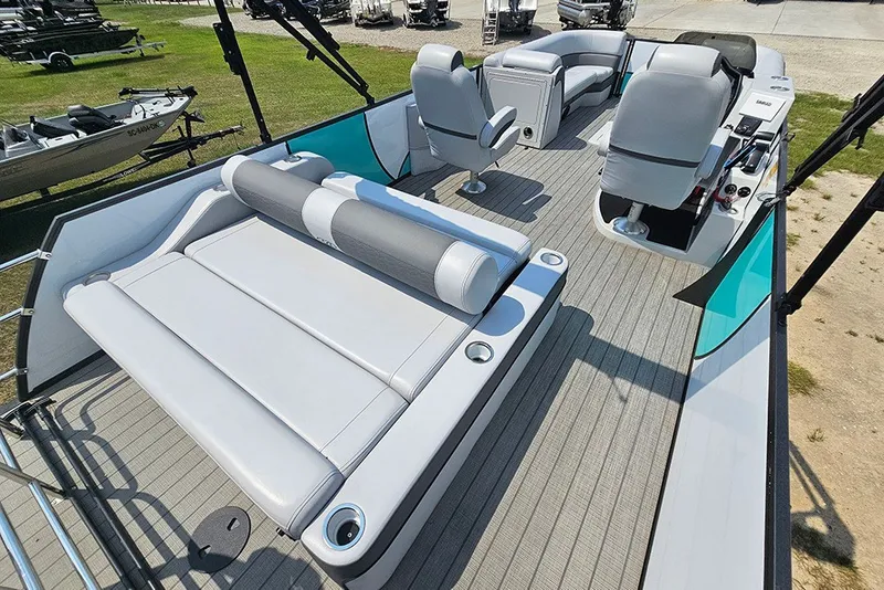Slide: The Image of 2026 Bentley Pontoons 253 Elite Swingback DC with luxurious seating and modern design. - 11