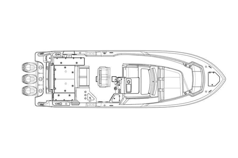 Slide: The Image of Manufacturer Provided Image: Top view blueprint of 2023 Boston Whaler 350 Realm boat layout. - 62