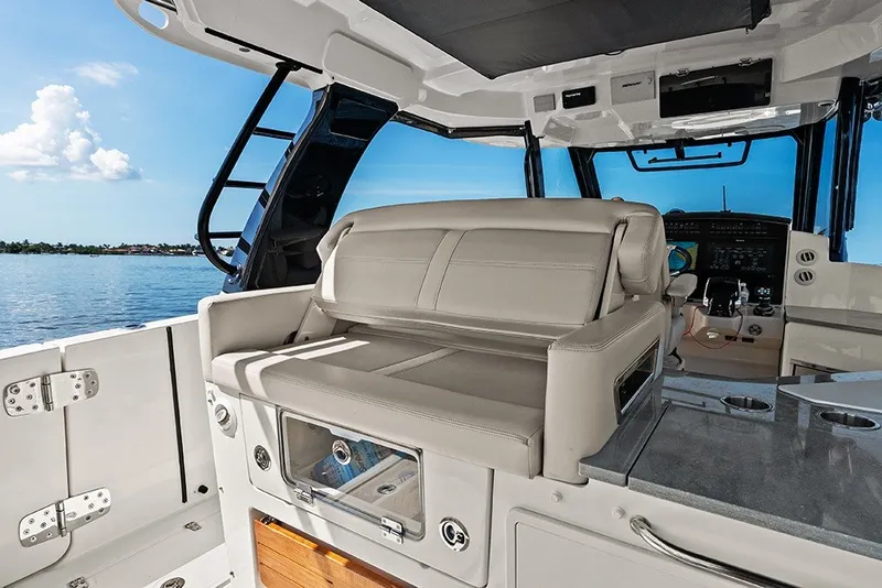 Slide: The Image of Helm deck second row seat with a conversation seatback - 19