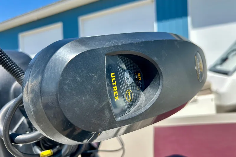 Slide: The Image of Close-up of Ultrex trolling motor on 2006 Ranger 180 Reata boat. - 50