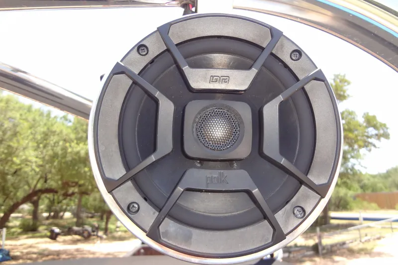 Slide: The Image of Close-up of a Polk audio speaker on a 2000 Malibu Sunsetter VLX boat. - 26