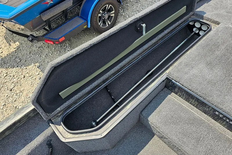 Slide: The Image of Open storage compartment in a 2020 Ranger RT178 boat, showcasing interior features. - 17
