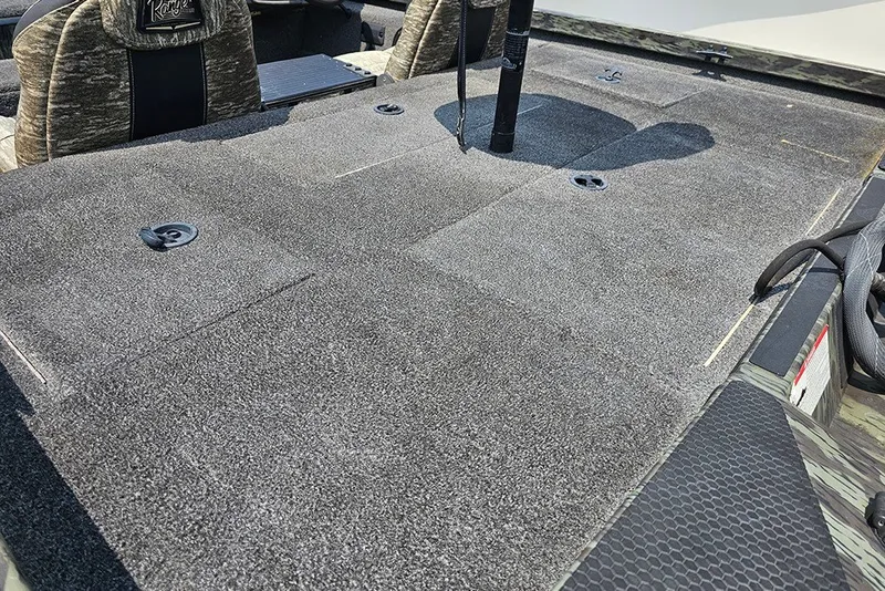 Slide: The Image of 2020 Ranger RT178 boat deck with gray carpet and seating. - 9