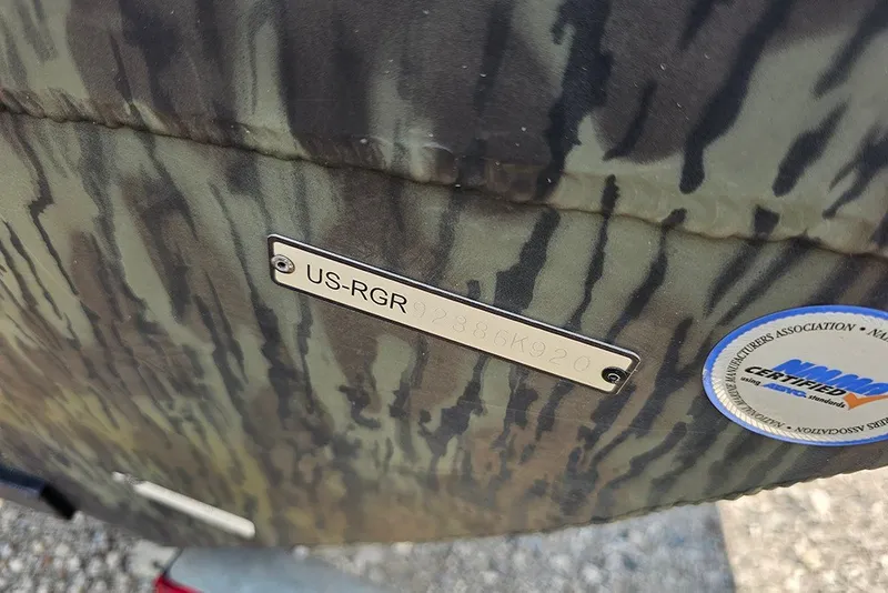 Slide: The Image of 2020 Ranger RT178 boat with camouflage pattern and certification label. - 20