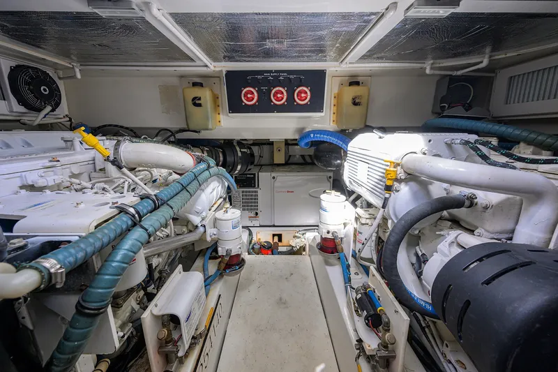 Slide: The Image of Engine room of 2014 Release Boatworks 46, showcasing mechanical components and systems. - 54