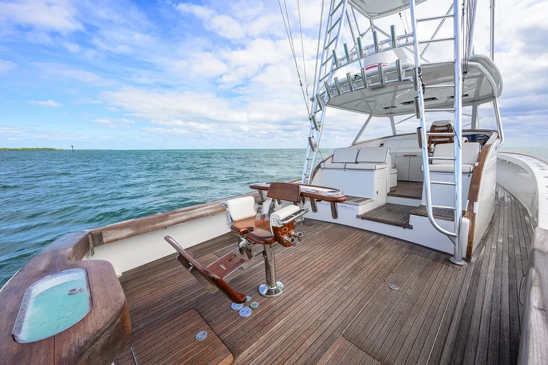 Slide: The Image of 2014 Release Boatworks 46 yacht with wooden deck and ocean view. - 22