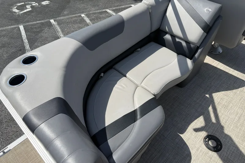 Slide: The Image of 2019 Crestliner 200 Rally DX CWDH boat seating with cup holders and stylish upholstery. - 7