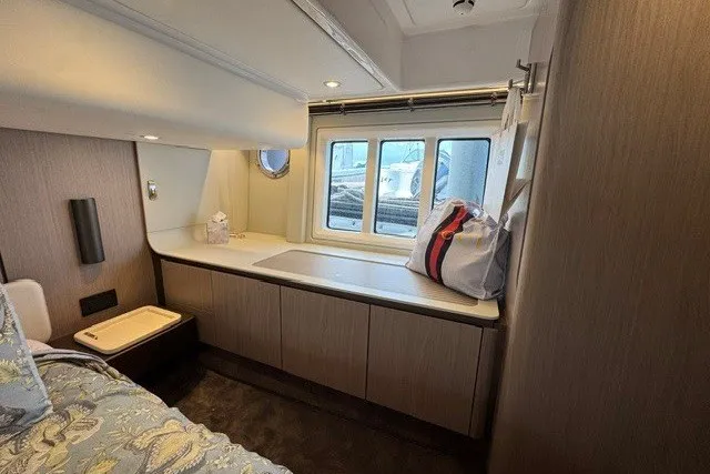 Slide: The Image of Luxurious interior cabin of 2023 Azimut Fly 50 yacht with elegant furnishings. - 34