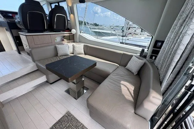 Slide: The Image of Luxurious interior of 2023 Azimut Fly 50 yacht with elegant seating and modern design. - 13