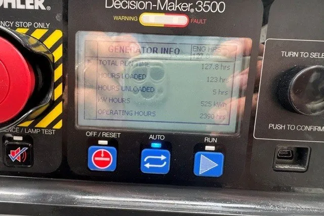 Slide: The Image of Control panel of a Kohler Decision-Maker 3500 generator on a 2023 Azimut Fly 50 yacht. - 43