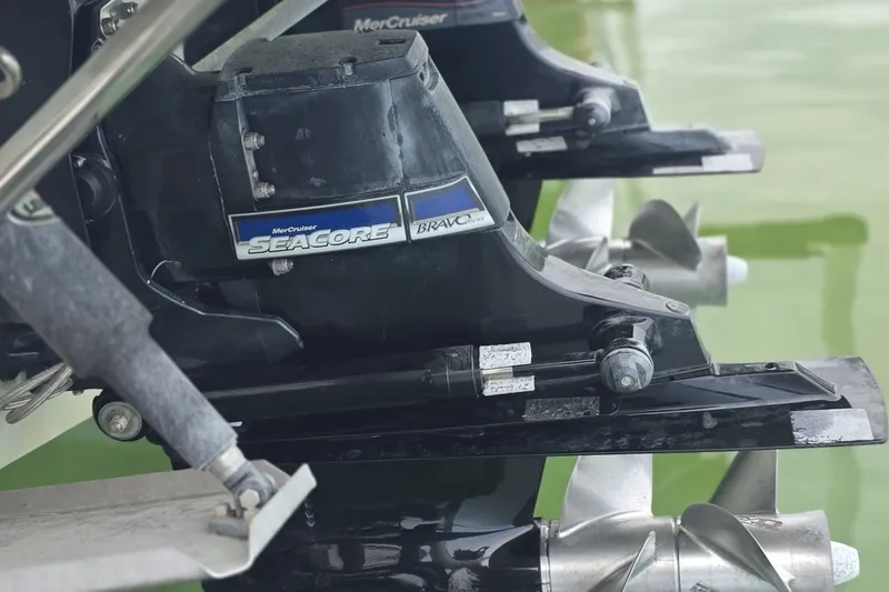 Slide: The Image of Close-up of MerCruiser Seacore Bravo engine on 2017 Crownline 325 SCR boat. - 45