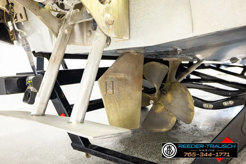 Slide: The Image of 2017 Malibu Wakesetter 25 LSV boat propeller and rudder detail, Reeder Trausch Marine. - 56