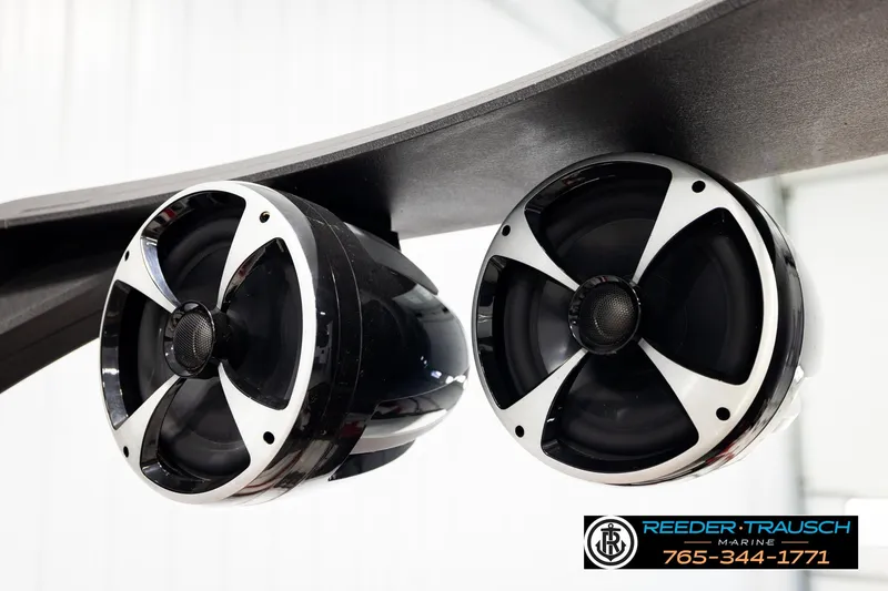 Slide: The Image of Speakers on a 2017 Malibu Wakesetter 25 LSV boat, featuring sleek design. - 50
