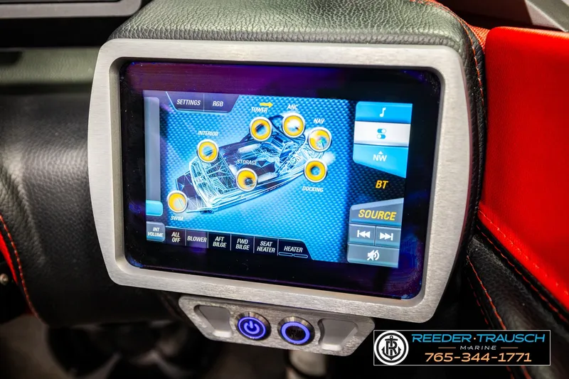 Slide: The Image of 2017 Malibu Wakesetter 25 LSV touchscreen display with various boat control settings. - 39