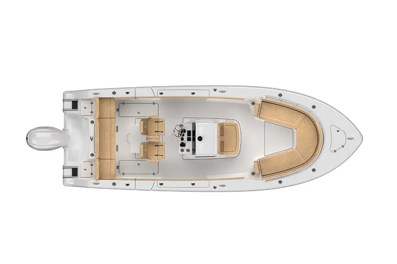 Slide: The Image of Manufacturer Provided Image: 2024 Sportsman Heritage 261 Center Console boat, top view, spacious seating, modern design. - 24