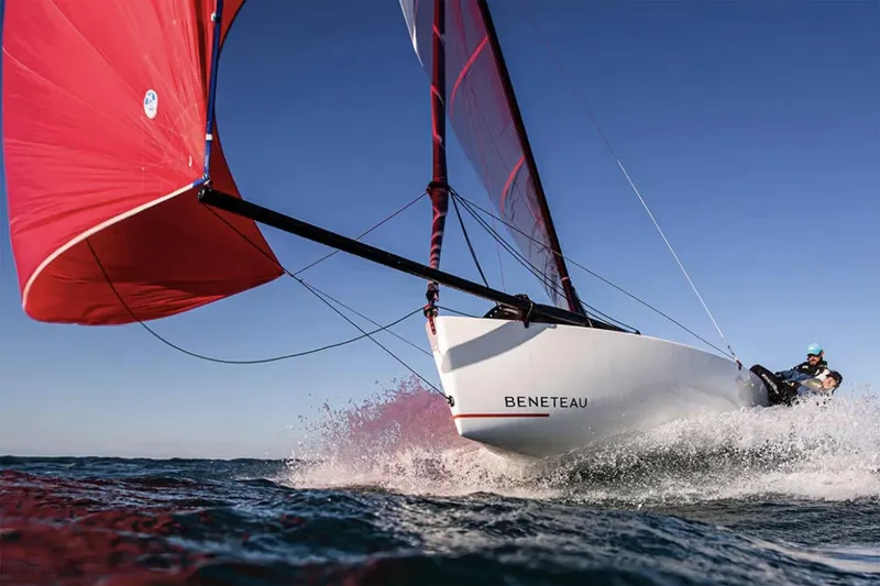 Slide: The Image of Manufacturer Provided Image: 2026 Beneteau First 18 SE sailboat gliding swiftly on open water. - 0