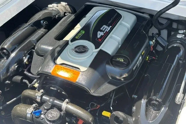 Slide: The Image of Engine of 2012 Chaparral 19 H2O Ski & Fish boat, showcasing 4.3L V6 power. - 11