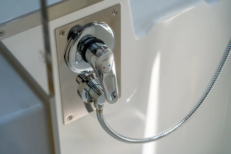 Slide: The Image of Chrome shower fixture on Lagoon 38 yacht, 2026 model. - 80