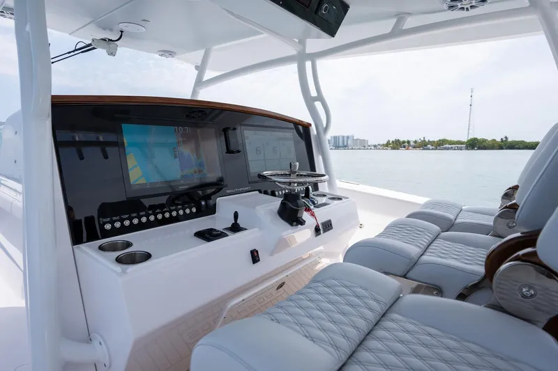 Slide: The Image of Manufacturer Provided Image: Interior of 2026 Southport 38 FE with modern helm console. - 5