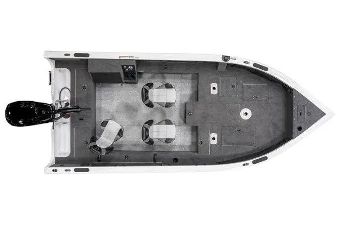 The Image of Top view of 2027 Crestliner 1850 Pro Tiller boat with seating and motor. - 1
