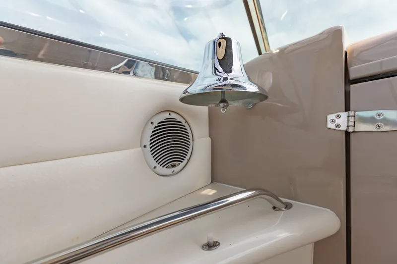 Slide: The Image of Chrome bell and speaker on 2000 Sea Ray 410 Sundancer yacht interior. - 23