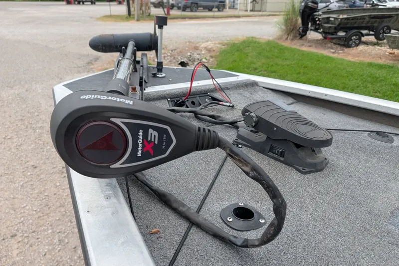 Slide: The Image of 1999 Tracker Pro Team 175 boat with MotorGuide X3 trolling motor on deck. - 12