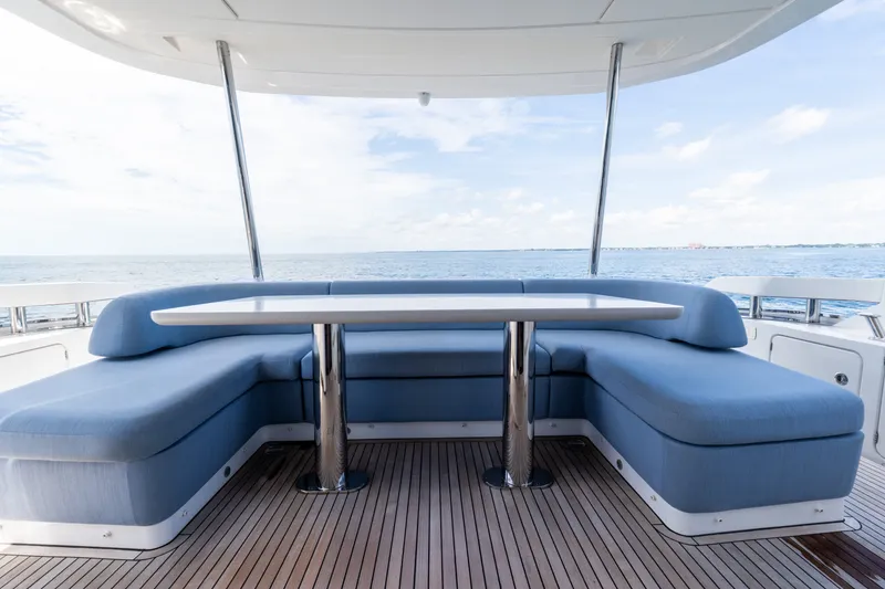 Slide: The Image of Luxurious seating area on 2023 Azimut Fly 68 yacht with ocean view. - 15