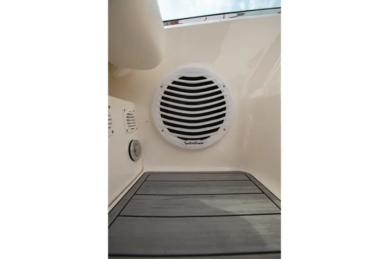 Slide: The Image of Speaker system on 2004 Sea Ray 340 Sundancer boat, featuring Rockford Fosgate audio. - 39