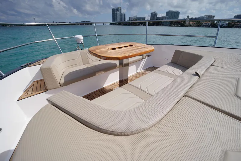 Slide: The Image of Luxurious seating area on 2026 Hanover 447 yacht with ocean view. - 37