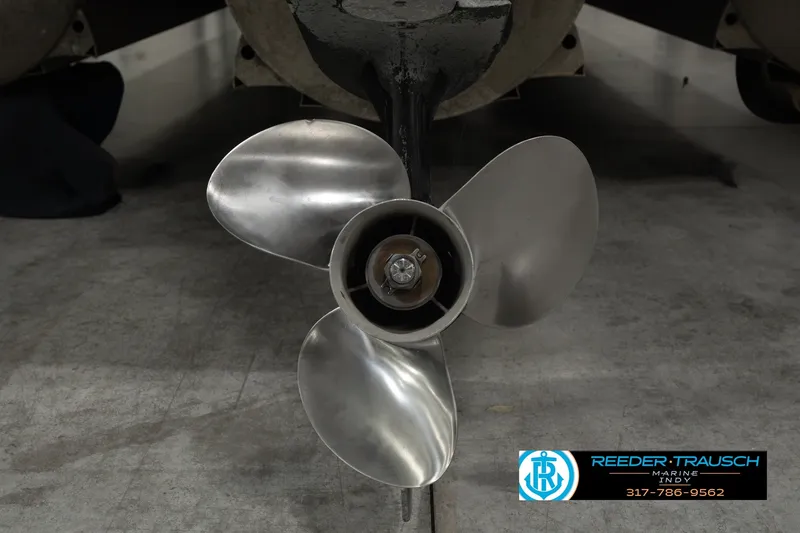 Slide: The Image of Close-up of a 2017 South Bay 725 RS boat propeller on a concrete floor. - 54