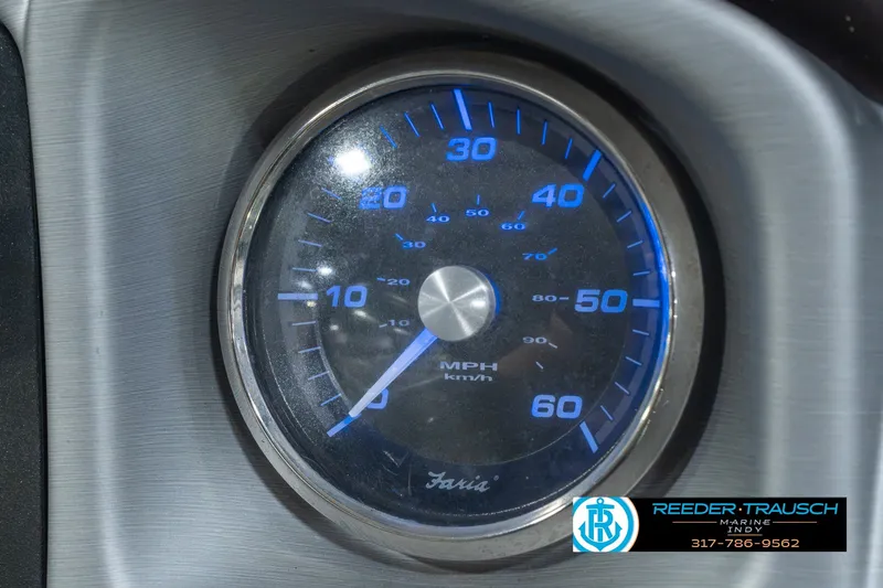 Slide: The Image of Close-up of a 2017 South Bay 725 RS speedometer, displaying speed in MPH and km/h. - 41