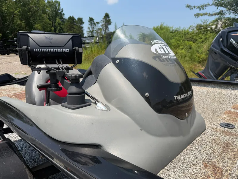 Slide: The Image of Close-up of a Tracker Pro Team 175 TXW boat with Humminbird electronics and GTI sticker. - 5