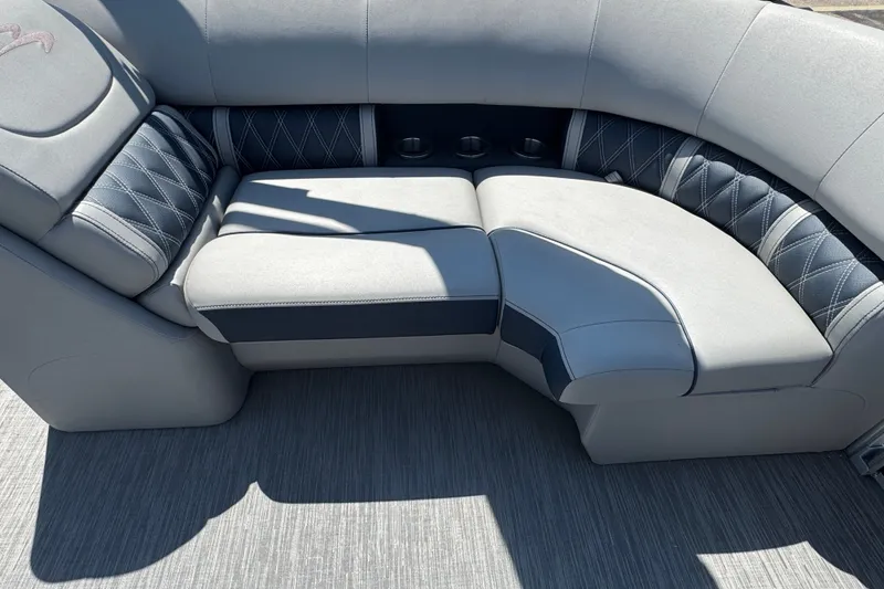 Slide: The Image of Luxurious seating on 2023 Bennington 23 LX STERN RADIUS pontoon boat, featuring elegant upholstery. - 12