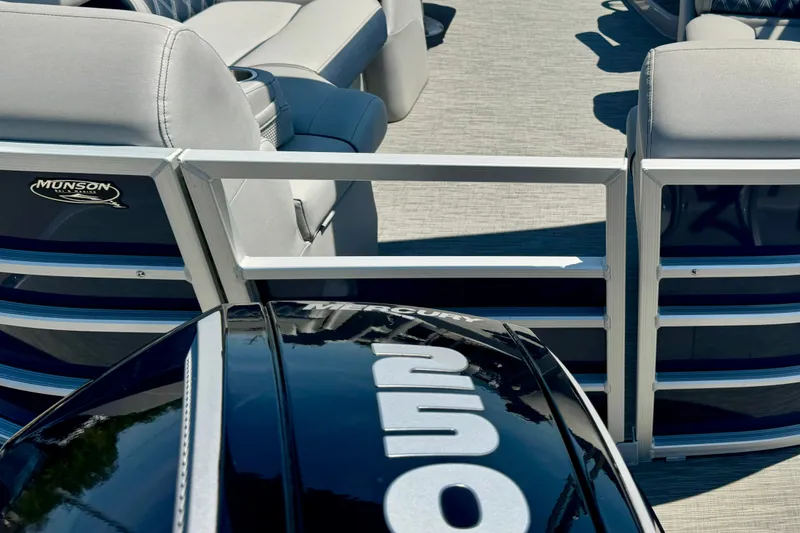 Slide: The Image of 2023 Bennington 23 LX STERN RADIUS boat interior with Mercury 250 engine. - 28