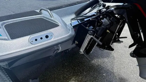 Slide: The Image of Close-up of the rear of a Phoenix 721 ZXL boat with motor and platform. - 6