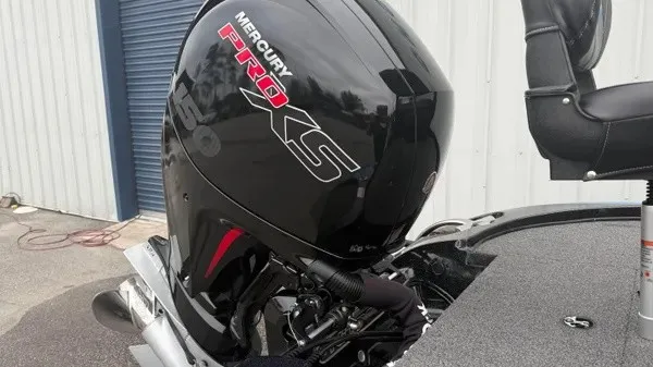 Slide: The Image of A Mercury Pro XS outboard motor is mounted on a 2022 Nitro Z18 boat. - 5