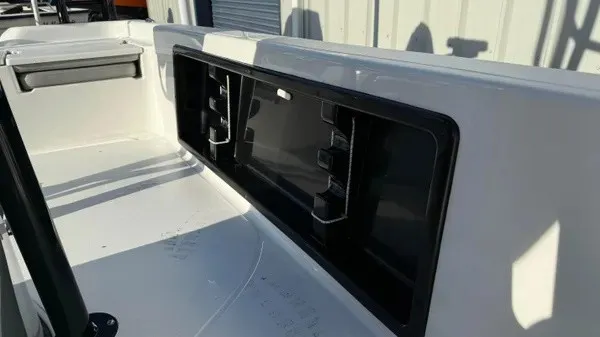 Slide: The Image of The image shows the cockpit of a 2026 Blazer PureBay 2200 with storage and mounts. - 17