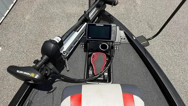 Slide: The Image of The image shows the cockpit of a 2019 Vexus AVX 2080 boat with a control unit and screen. - 8