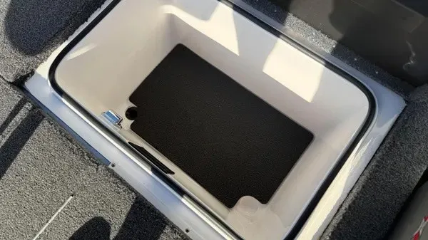 Slide: The Image of An open storage compartment with gray carpeting and a black insert inside. - 22