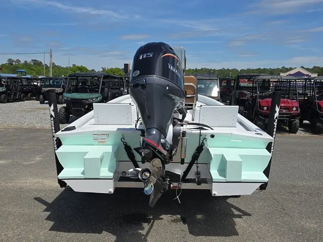 Slide: The Image of The image shows a 2026 Xpress SW20B boat with a Yamaha 115 outboard motor. - 7