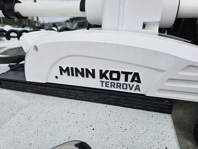 Slide: The Image of Close-up of a Minn Kota Terrova trolling motor on a boat. - 13