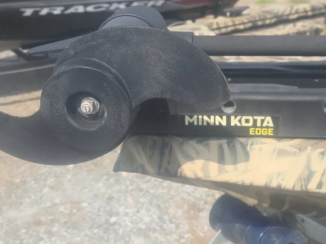 Slide: The Image of Close-up of a Minn Kota Edge trolling motor on a Lowe Skorpion SS boat. - 11