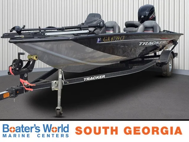 The Image of A 2020 Tracker Pro Team 175 TXW on a trailer, presented by Boater's World Marine Centers in South Georgia. - 1