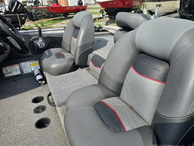 Slide: The Image of Gray and red seats in a 2020 Tracker Pro Team 175 TXW boat. - 15