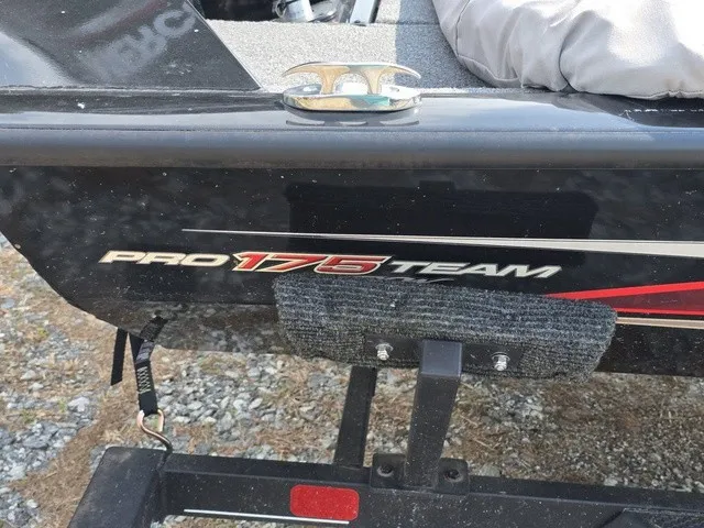 Slide: The Image of Close-up of the Tracker Pro Team 175 TXW boat with logo and trailer. - 7