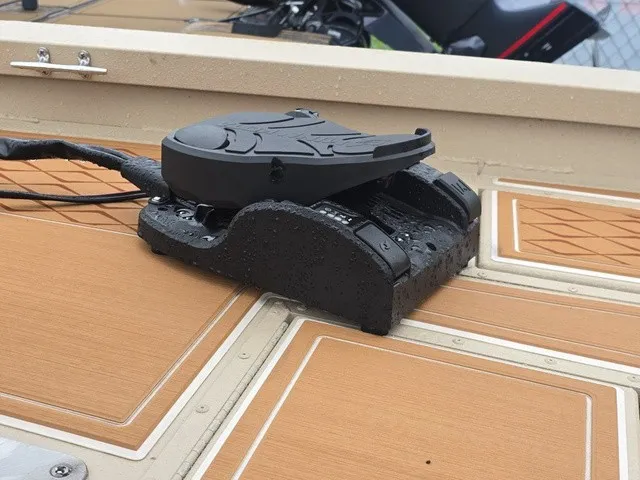 Slide: The Image of Close-up of a boat pedal on a 2026 G3 Bay 19 GX. - 8