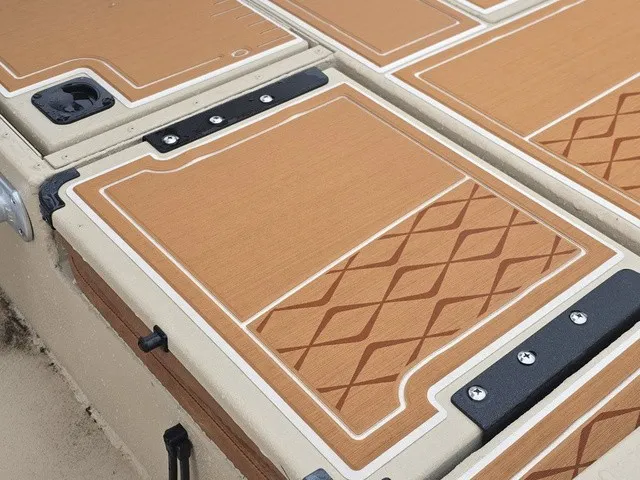Slide: The Image of Close-up of a G3 Bay 19 GX boat deck with textured design. - 15